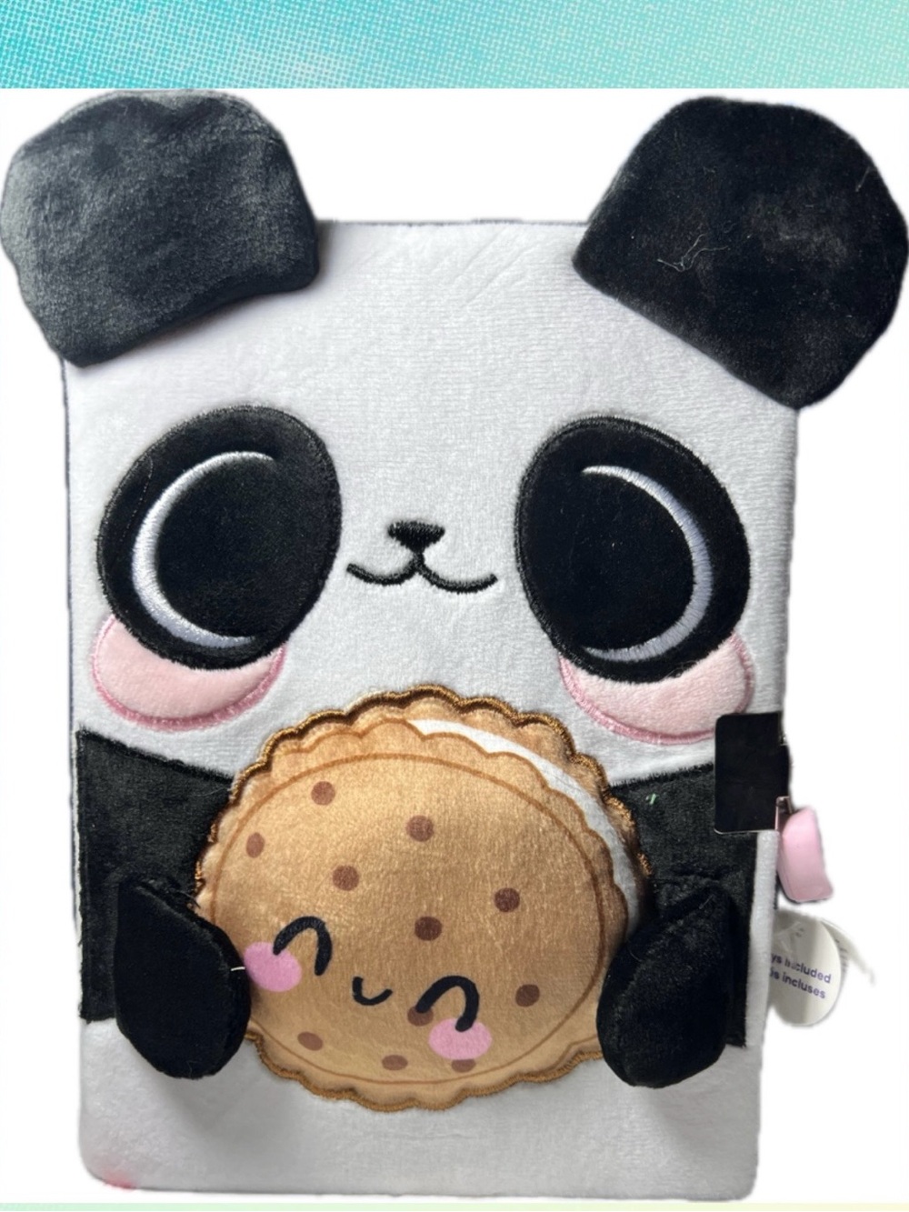 Claire’s Cute Panda Plush Lockable Journal with Pink Heart Charm